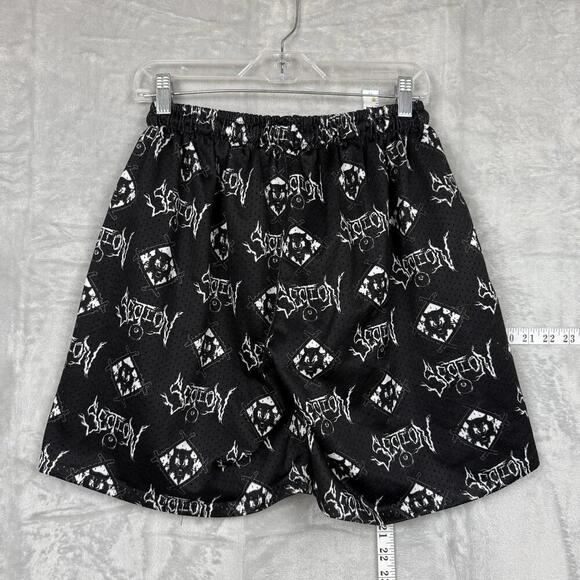 Section 8 Official Mesh Shorts Black White All Over Graphic Logo Print Size S - Picture 2 of 10